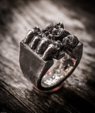 Carica l'immagine nel visualizzatore di Gallery, Anello piranha pesce argento 925 silver sterling piranha fish oxidized ring collection " Piranhas attack "