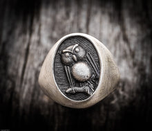 Carica l'immagine nel visualizzatore di Gallery, Anello gufo argento 925 versione media , silver sterling owl oxidized ring collection " Cheva "