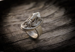 Anello calamaro argento 925 silver sterling squid fish skull oxidized ring collection " Kraken "