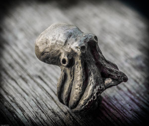 Anello polpo gigante argento 925 silver sterling octopus fish skull oxidized ring chevalier collection " Kraken "