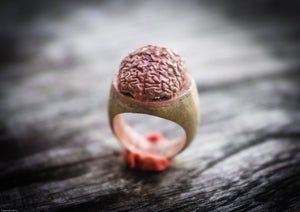 Anello cervello in ottone ossidato brass brain and oxidized ring collection "empaty"