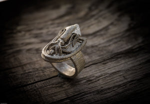 Anello calamaro argento 925 silver sterling squid fish skull oxidized ring collection " Kraken "