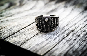 Anello teschio ossario in argento 925 teschi silver skulls sterling and oxidized ring collection " Memento mori "