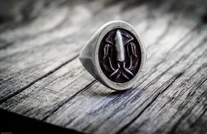 Anello calamaro argento ossidato silver sterling squid fish skull oxidized ring chevalier collection " Cheva "