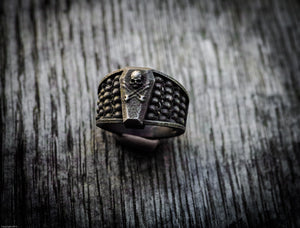 Anello teschio ossario in argento 925 teschi silver skulls sterling and oxidized ring collection " Memento mori "