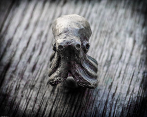 Anello polpo gigante argento 925 silver sterling octopus fish skull oxidized ring chevalier collection " Kraken "